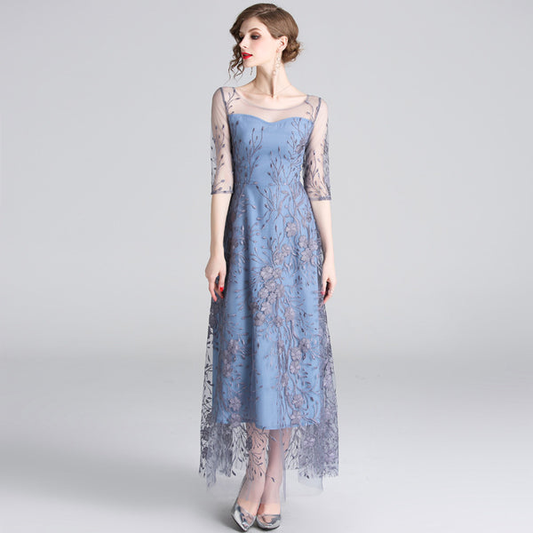 Gauze Embroidered Dress