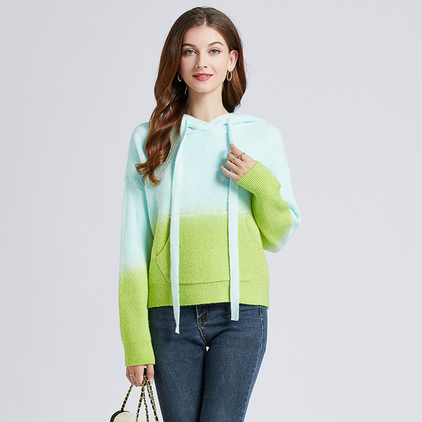 Gradual Change Soft Waxy Lazy Door Sewing Sweater Woman