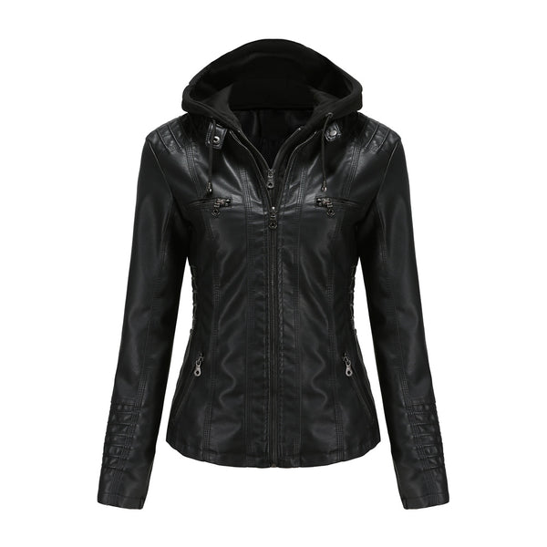 Leather Jacket Two-Piece Set Detachable Large Size Leather Coat Female Spring and Autumn Coat PU