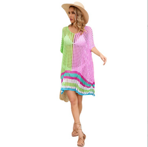 Paneled Cutout Beach Dress Oversized Oversized Bikini Top